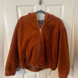 CoffeShop rust-colored teddy jacket
